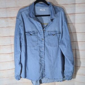 Good American Denim Fitted Shirt